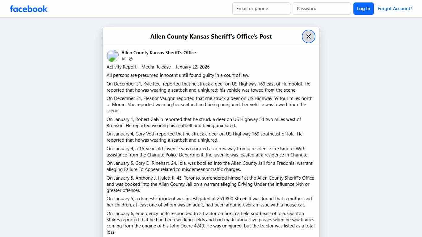 Activity Report –... - Allen County Kansas Sheriff's Office Facebook
